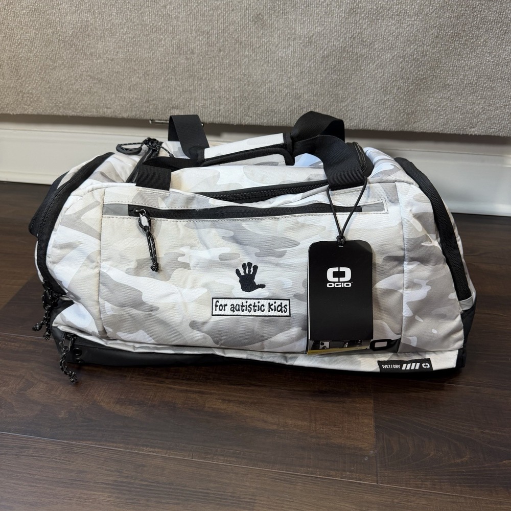 NEW OGIO Team Duffel Bag Camo Gray 35L Embroidered